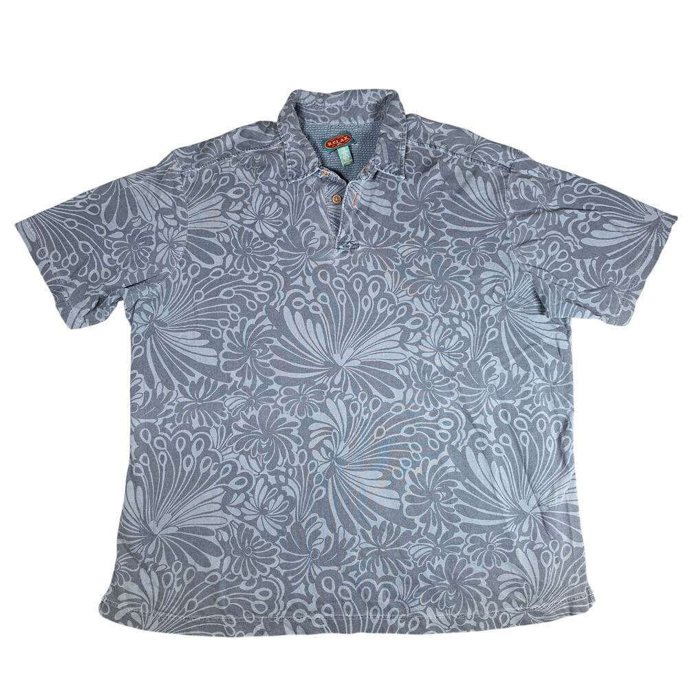 Tommy Bahama RELAX Shirt Mens XXL Gray Abstract Floral Seersucker Short Sleeve